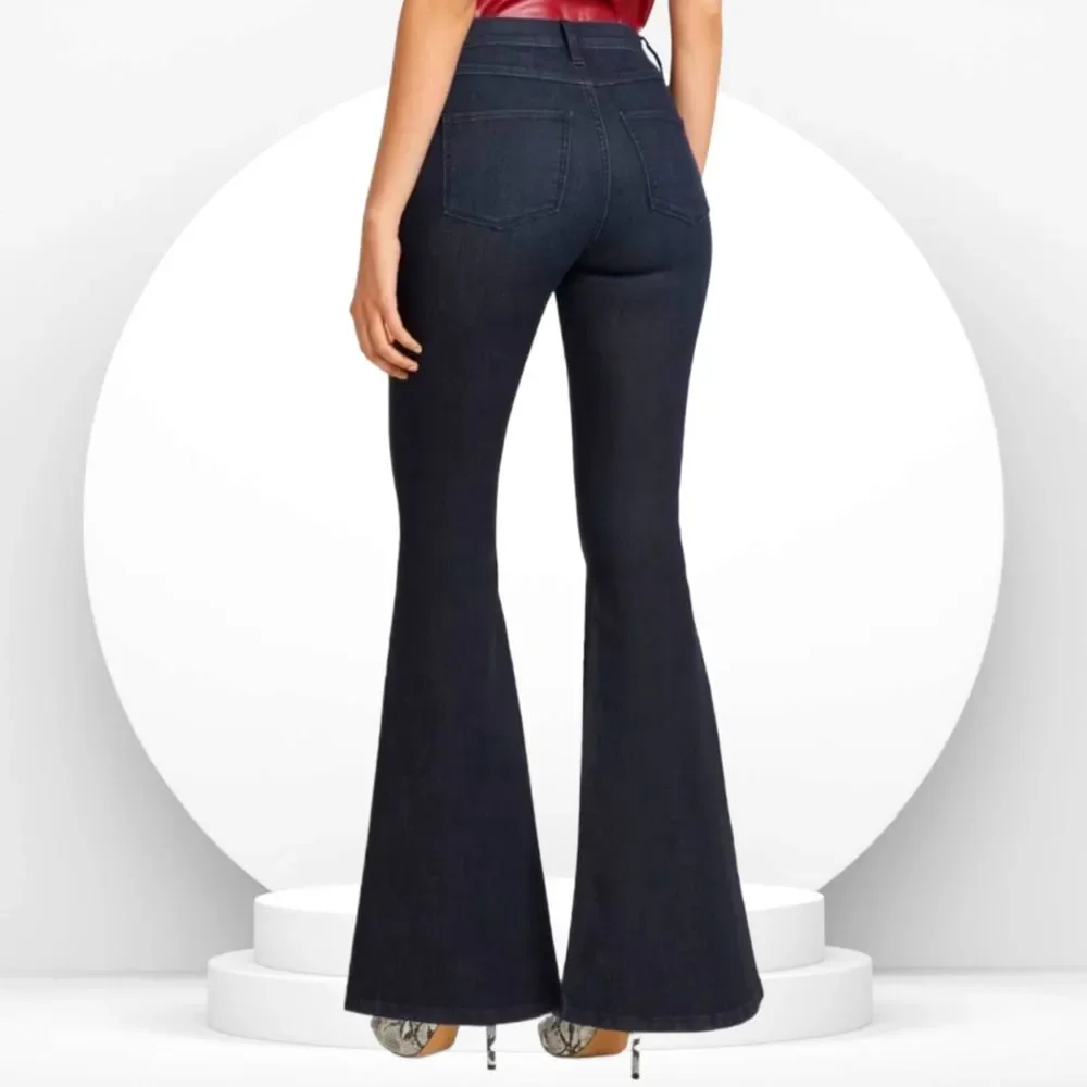 NY&Co Dark Blue Wash High-Waisted Flare Jeans NWT - Picture 2 of 6